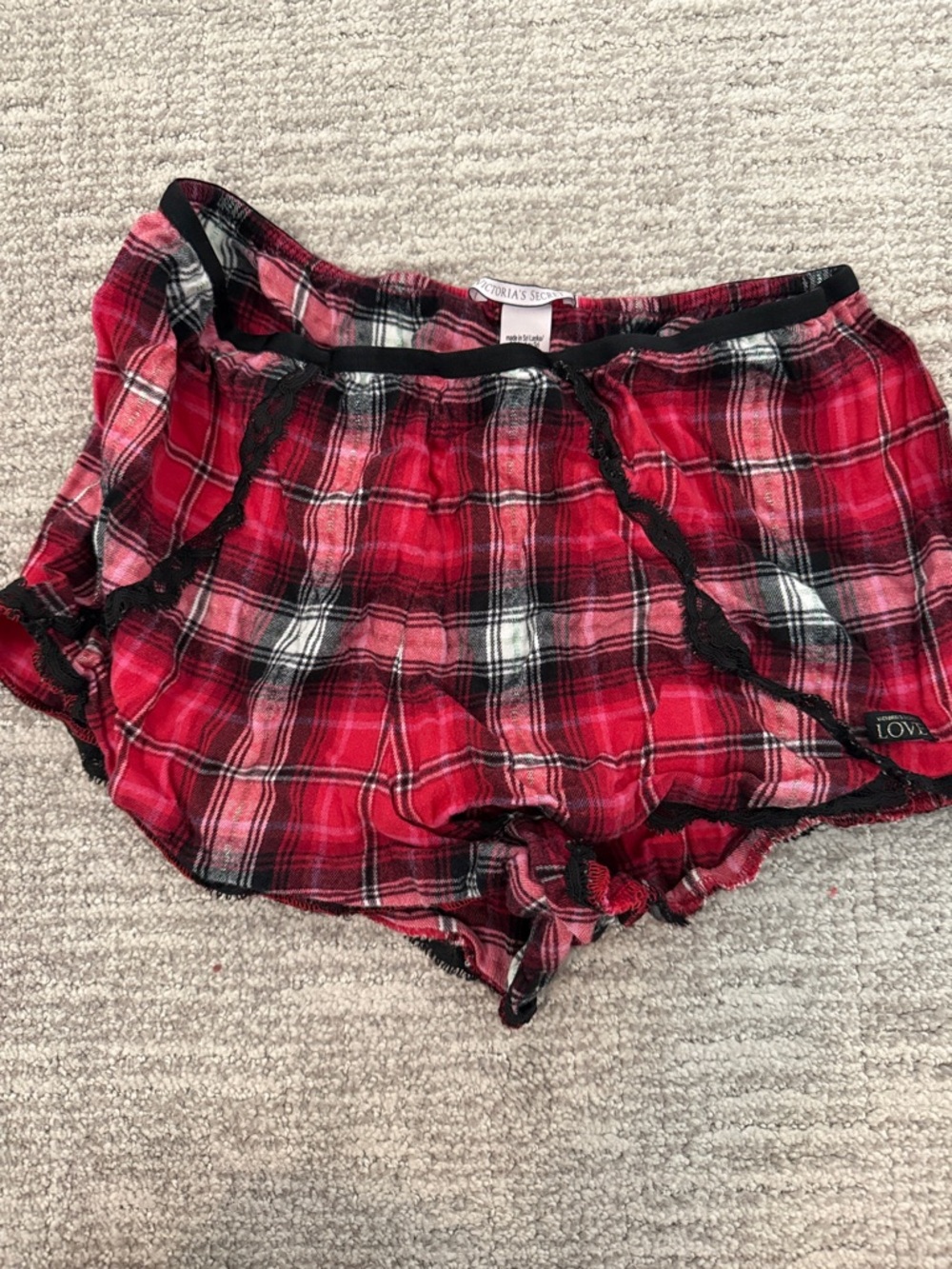 Victoria's Secret Red and Black Plaid Lounge Shorts